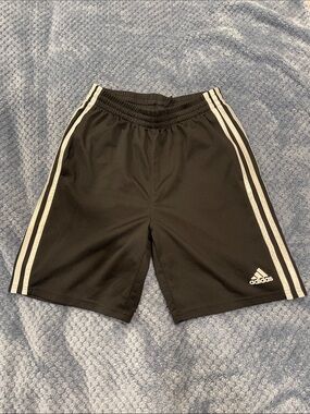 adidas Black Kids Sports Shorts with White Triple Stripes